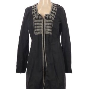 CABI #184 Charcoal Cotton Embroidered Turkish Delight Long Jacket Top 4